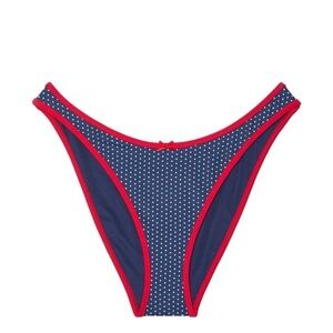 New! Frankie's Bikinis golden hour Navy Polka Dot Bikini Bottom 1541